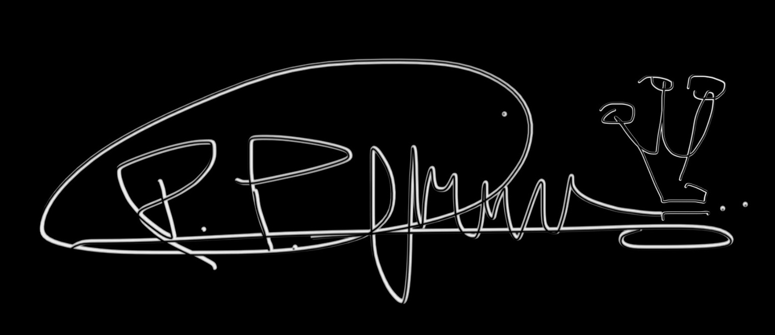 R.P. Gribben handwritten signature and Retractable Neo Realism symbol